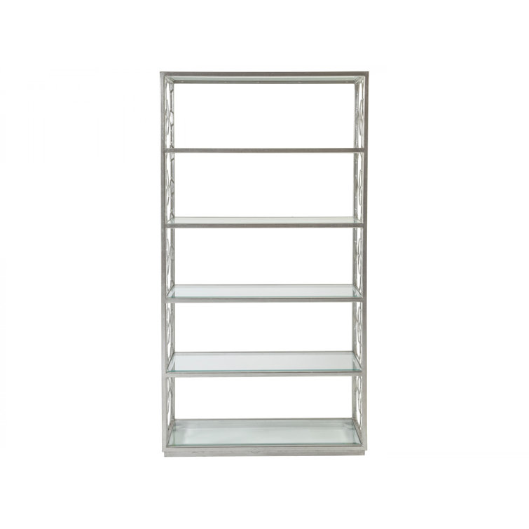 Transitional Honeycomb Slim Etagere with Beveled Glass Shelves - Silver Leaf