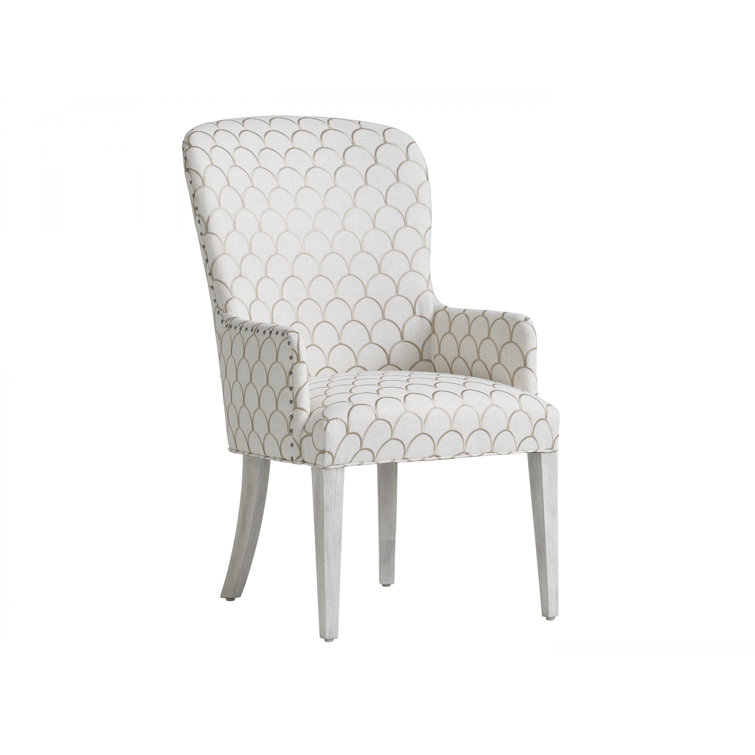 Baxter 24'' White Contemporary Upholstered Arm Chair with Wood Accents