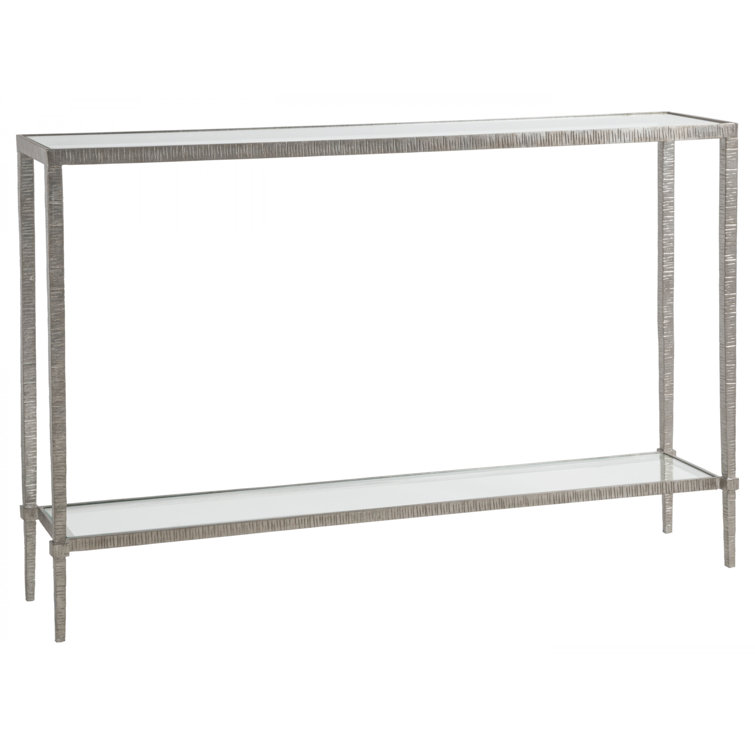 Claret Silver Leaf 54" Rectangular Console Table with Glass Shelf