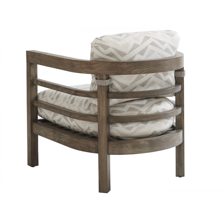 Taupe Gray Patina Teak Lounge Chair with Plush Upholstery