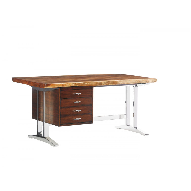 La Costa 68'' Transitional Brown Wood Home Office Desk with Drawers