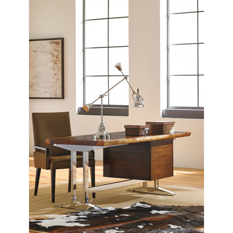 La Costa 68'' Transitional Brown Wood Home Office Desk with Drawers