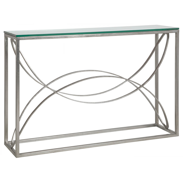 Ellipse 54'' Silver Leaf Rectangular Metal & Glass Console Table