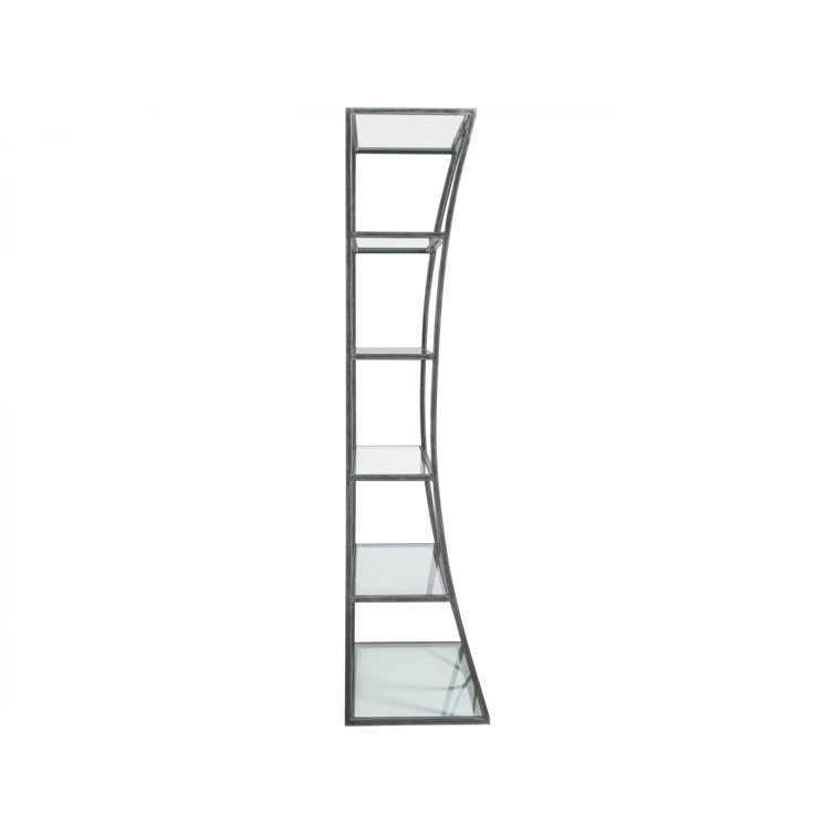 Transitional Black Iron and Glass Etagere with 5 Shelves