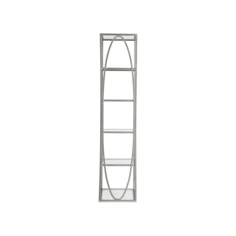 Slim Silver Iron and Glass 5-Shelf Etagere