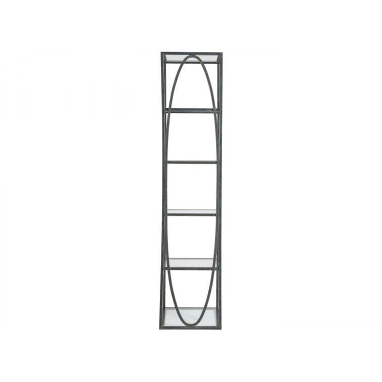 St. Laurent Black Metal Elliptical Slim Etagere, 80" Tall