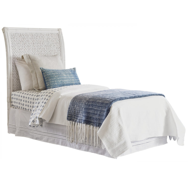 Caribbean Sands Shell White Wicker Twin Headboard