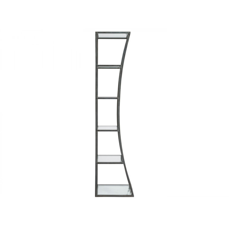 St. Laurent Black Metal Elliptical Slim Etagere, 80" Tall