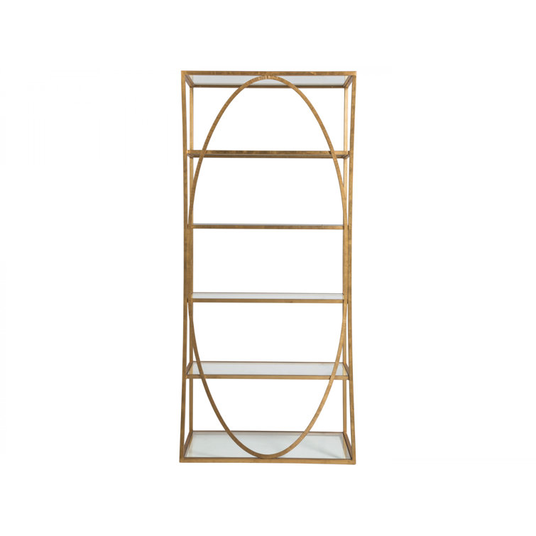 Gold Leaf Iron and Glass 5-Shelf Etagere