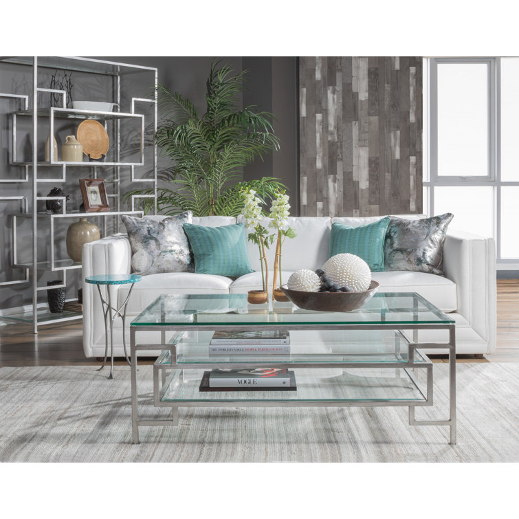 Argento Silver and Glass Transitional Etagere with 5 Shelves