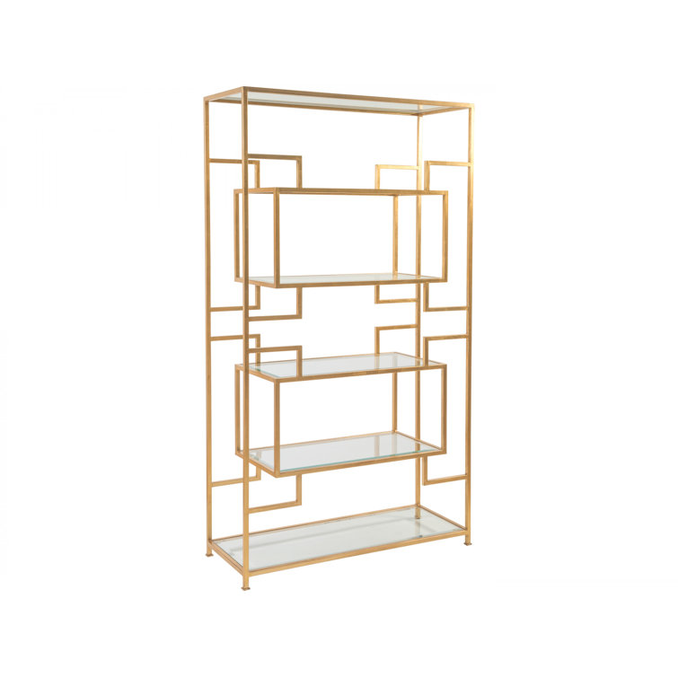 Gold Leaf Transitional Etagere with Glass Shelves