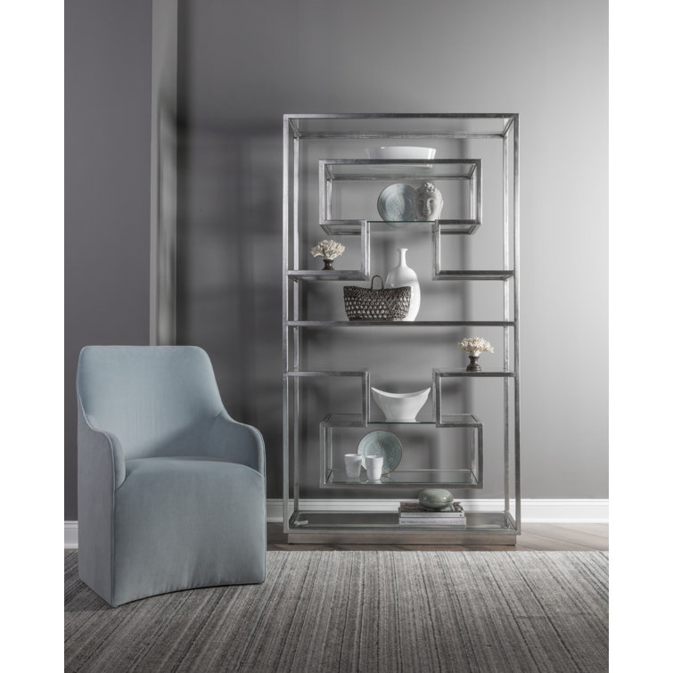 Silver Leaf Transitional Etagere with Beveled Glass Shelves