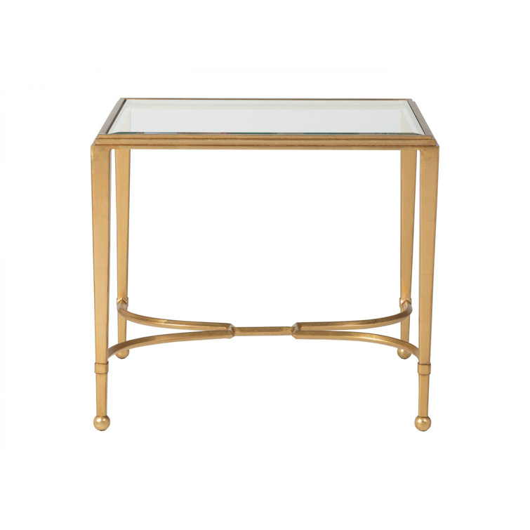 Gold Leaf Rectangular Glass Top End Table