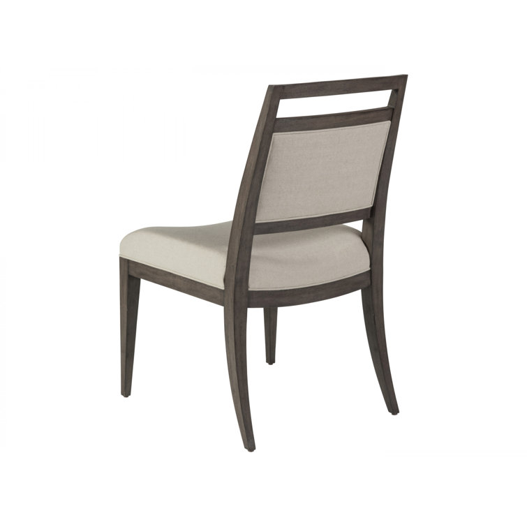 Antico Dark Brown Linen Upholstered Side Chair with Wood Frame