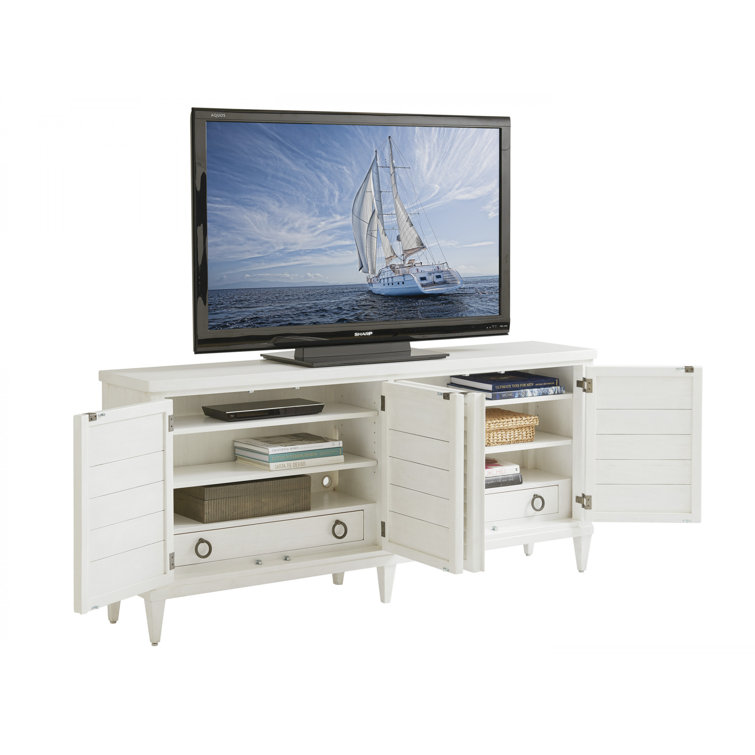 Lantern Bay 80'' White Transitional Media Console with Cabinet
