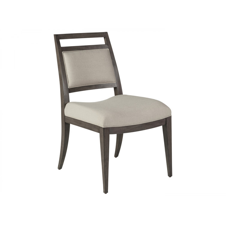 Antico Dark Brown Linen Upholstered Side Chair with Wood Frame