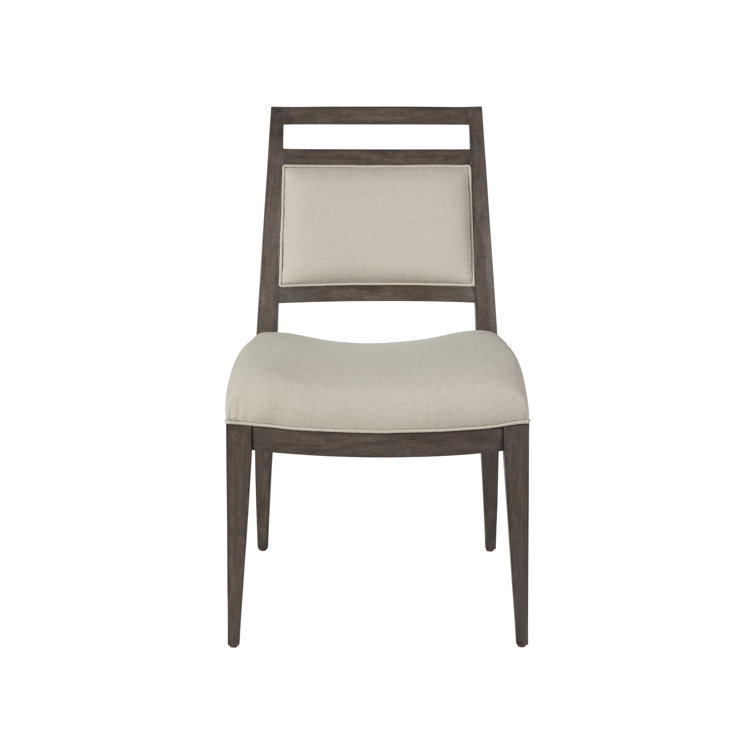 Antico Dark Brown Linen Upholstered Side Chair with Wood Frame