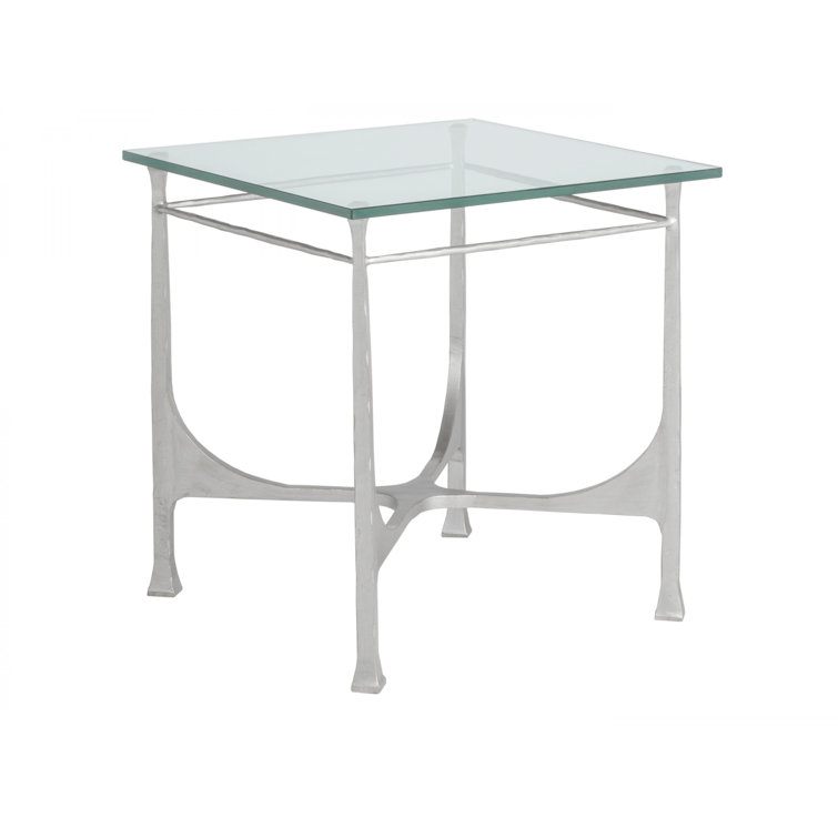 Sophisticated Bruno 25" Silver Metal and Glass Square End Table