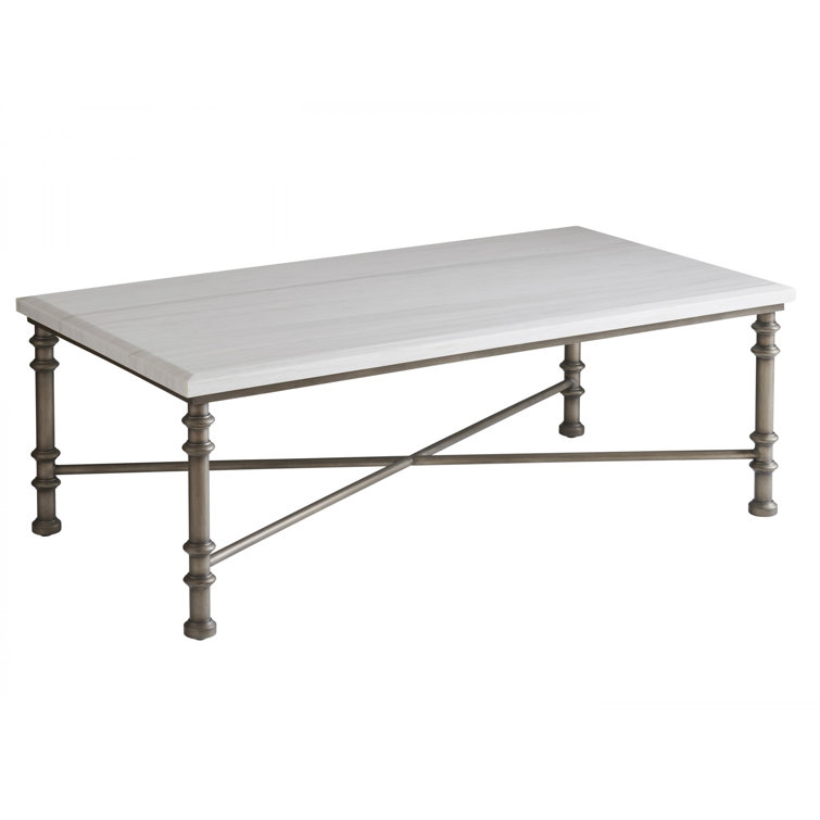 White and Gray Rectangular Marble Top Coffee Table