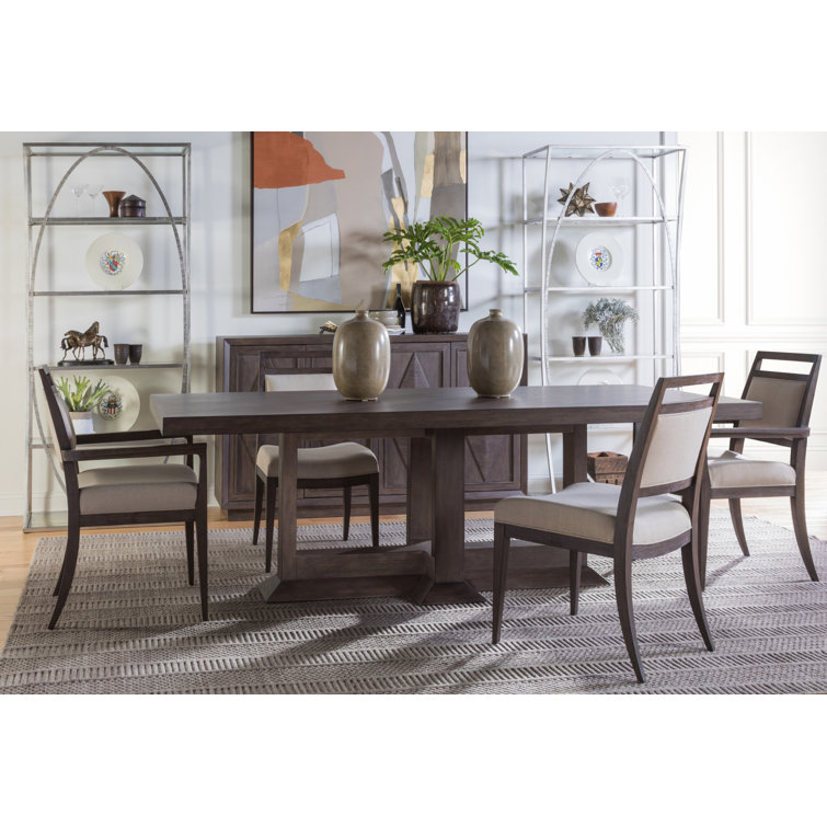 Antico Dark Brown Linen Upholstered Side Chair with Wood Frame