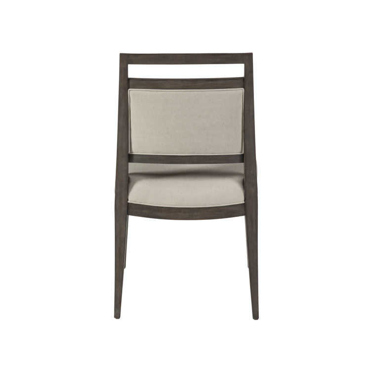 Antico Dark Brown Linen Upholstered Side Chair with Wood Frame