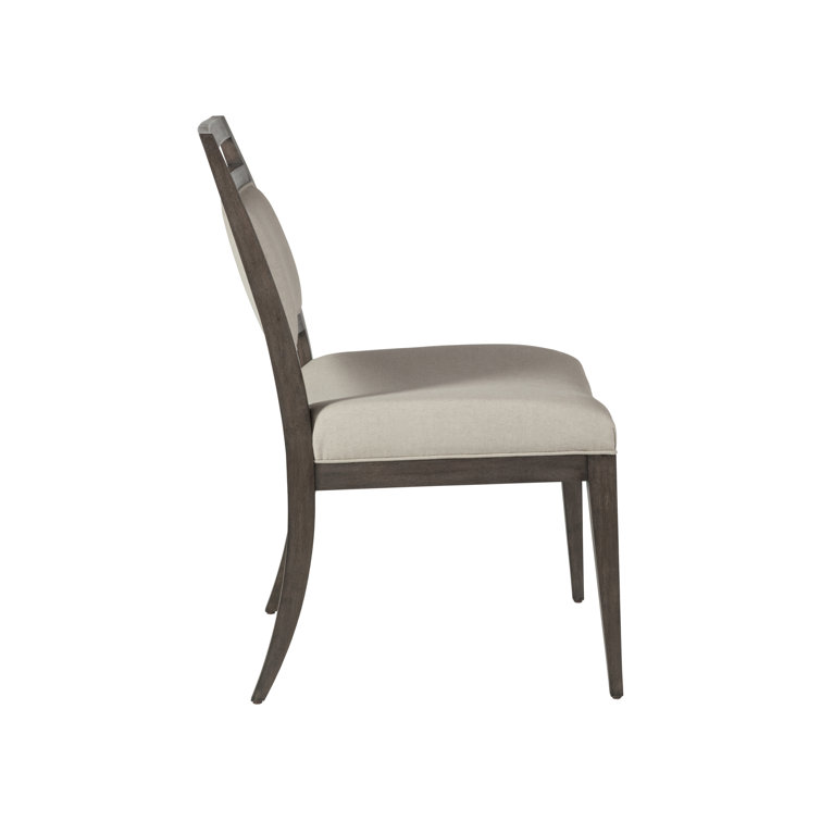Antico Dark Brown Linen Upholstered Side Chair with Wood Frame