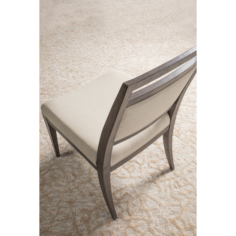 Antico Dark Brown Linen Upholstered Side Chair with Wood Frame