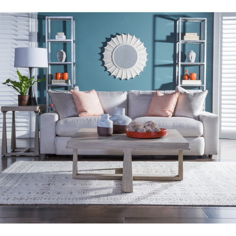 Bianco Square Mahogany Coffee Table with Sunburst Pattern