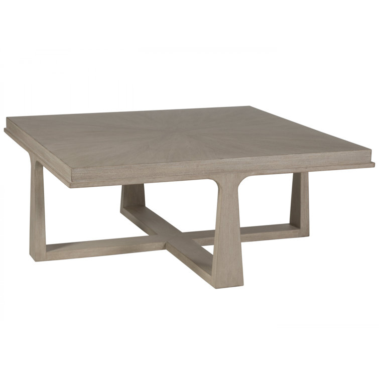 Bianco Square Mahogany Coffee Table with Sunburst Pattern