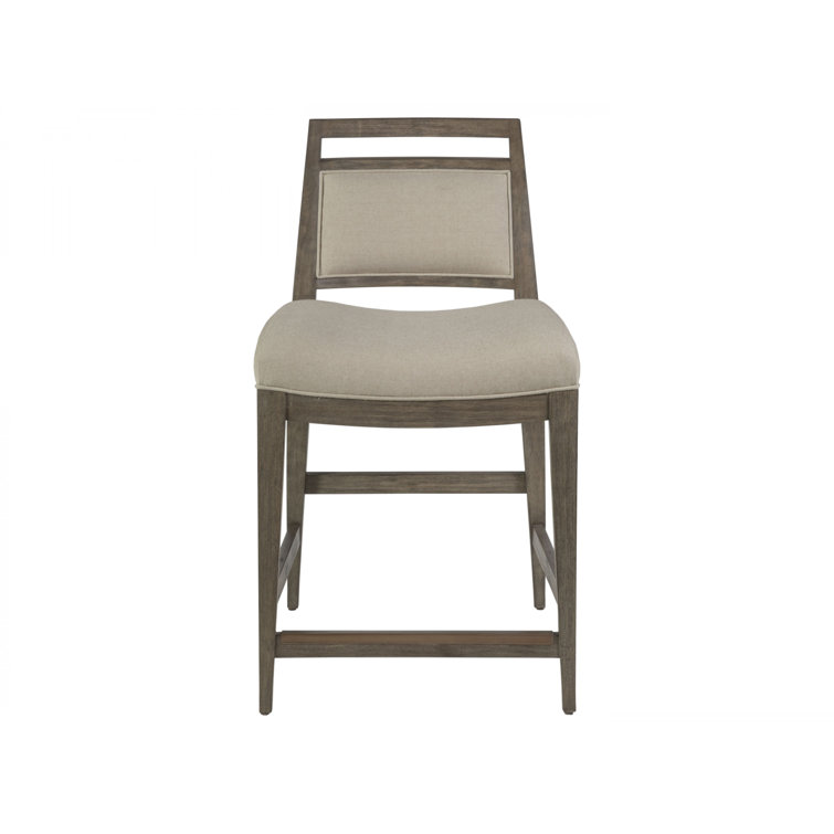 Grigio Mahogany Upholstered Counter Stool with Linen Blend
