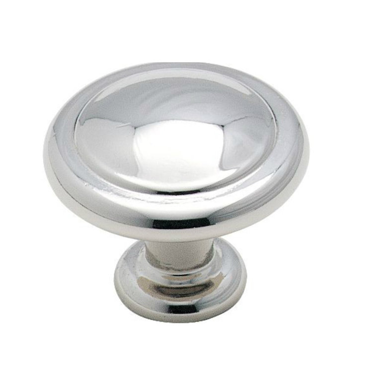 Polished Chrome Round Traditional Cabinet Knob with Mounting Hardware