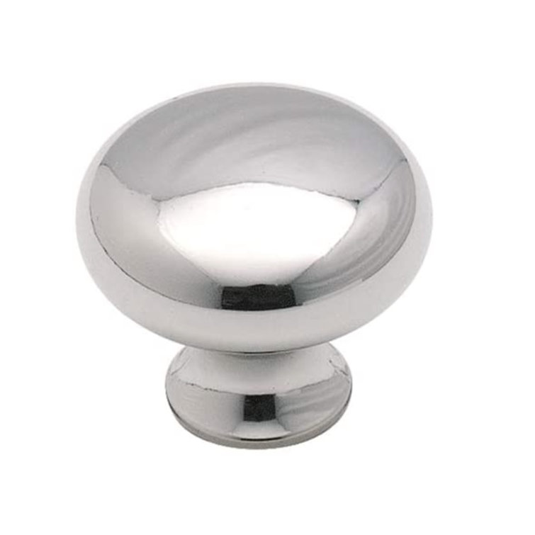Polished Chrome Round Traditional Cabinet Knob with Mounting Hardware