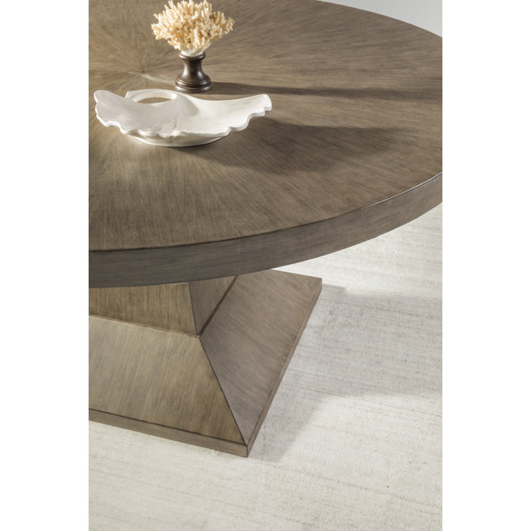 Contemporary Grigio Mahogany Round Dining Table for Six