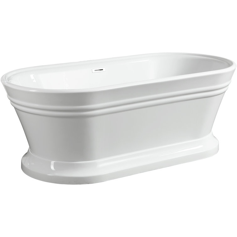 59" White Freestanding Acrylic Soaking Bathtub