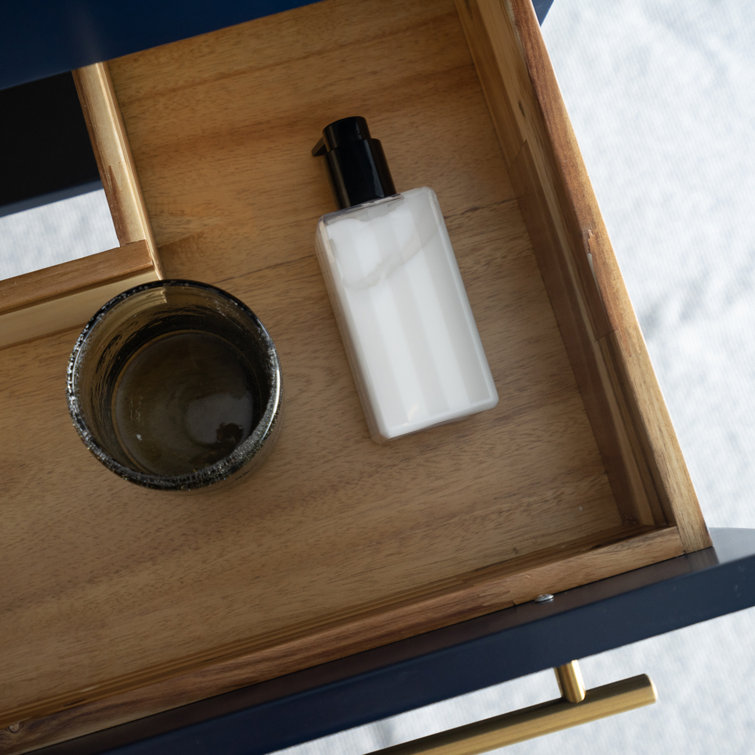 Royal Blue Wall Mounted Vanity with Quartz Countertop