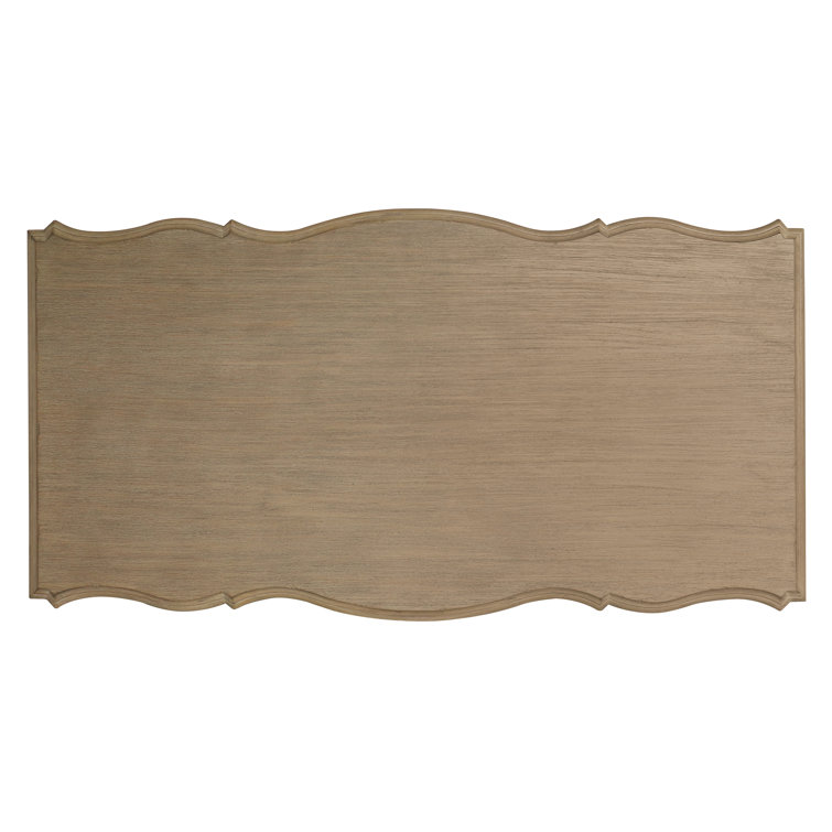 Beige Traditional Executive Desk with 7 Drawers and Keyboard Tray