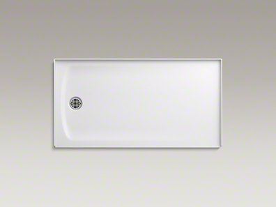 Ballast White Resin Concrete 60" x 32" Shower Base with Left-Hand Drain
