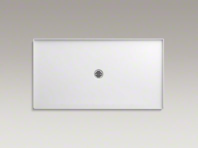 White Acrylic Resin Concrete 66" x 36" Shower Base with Center Drain