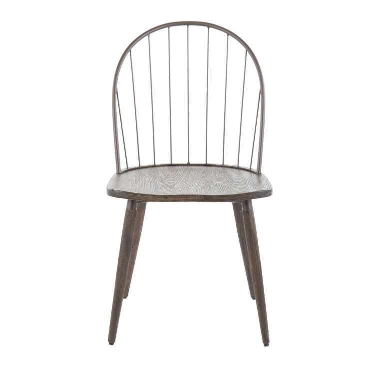 Riley Dark Brown Wood and Metal Arm Chair