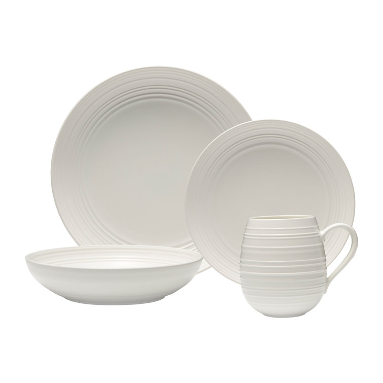 White Ceramic Coupe Dinnerware Set for One