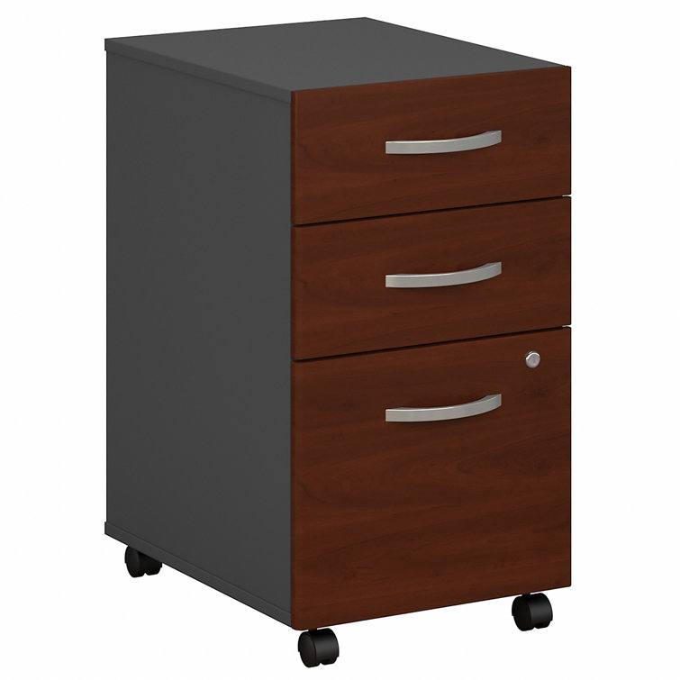 Hansen Cherry & Graphite Gray Adjustable L-Shaped Standing Desk with File Cabinet