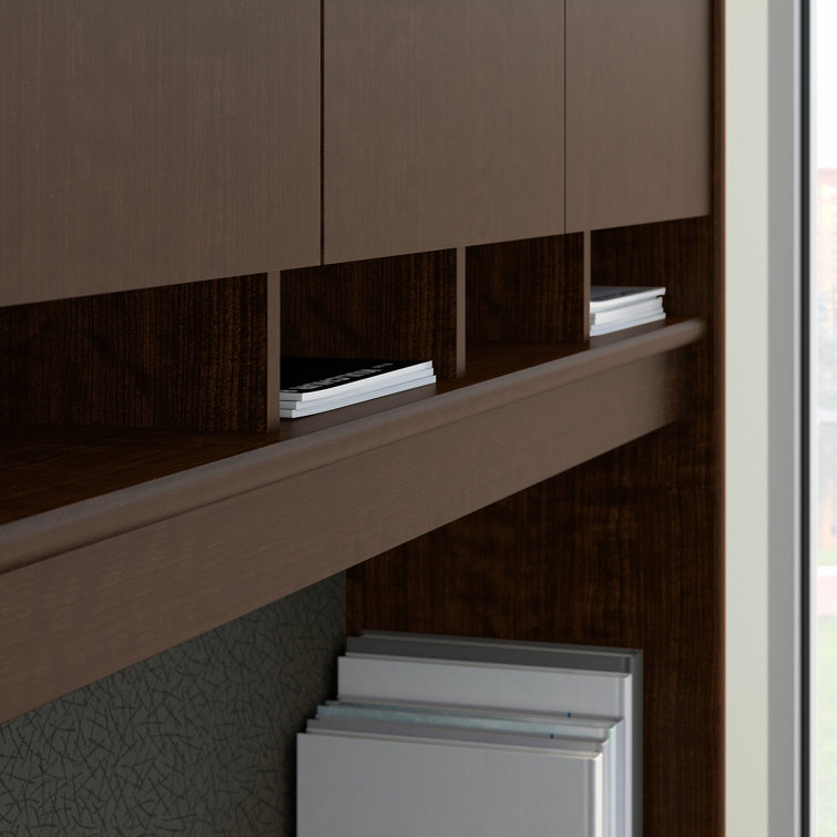 Mocha Cherry U-Shaped Executive Desk with Hutch and Mobile File Cabinet