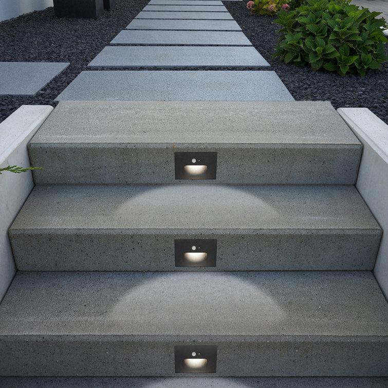 Black Integrated LED Recessed Stair Light with Motion Detection