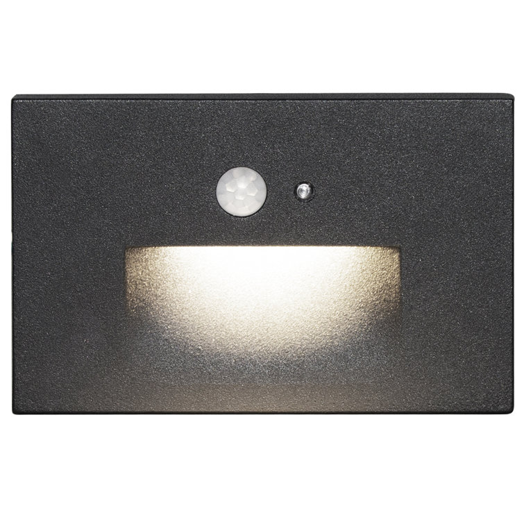 Black Integrated LED Recessed Stair Light with Motion Detection