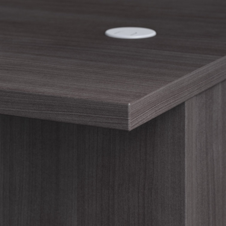 Storm Gray L-Shaped Executive Desk with Integrated Filing Cabinets