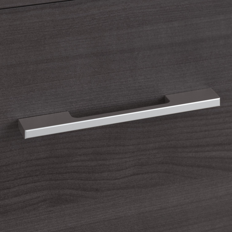 Storm Gray L-Shaped Executive Desk with Integrated Filing Cabinets