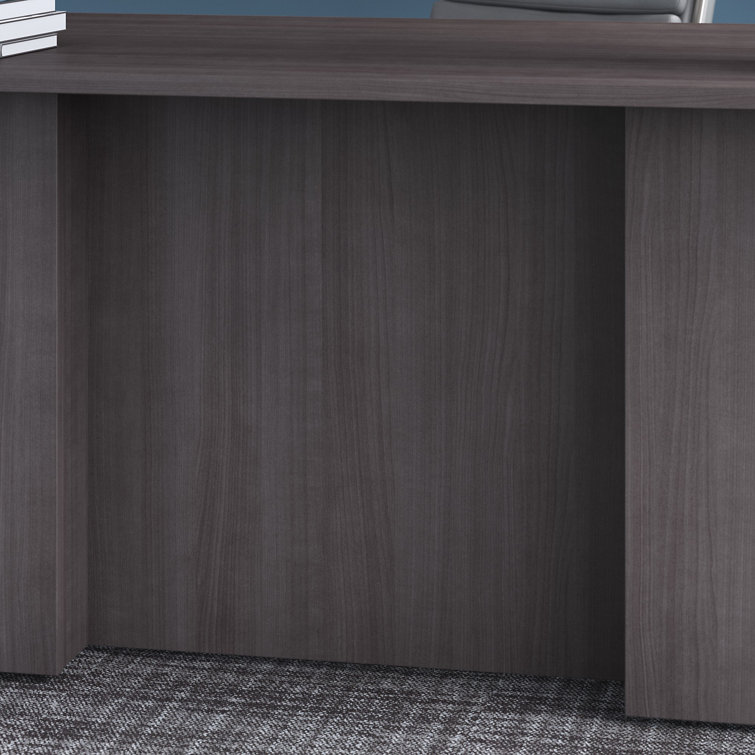 Storm Gray L-Shaped Executive Desk with Integrated Filing Cabinets