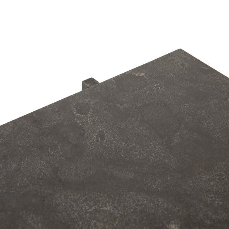 Modern Bluestone Veneer Square Coffee Table with Black Iron Frame