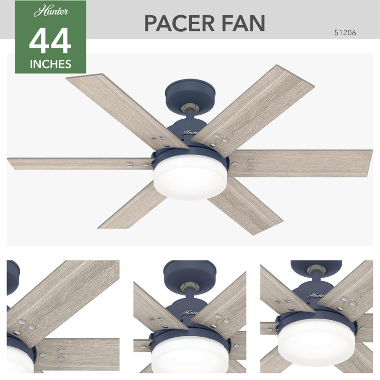 Indigo Blue 44" Pacer 6-Blade Ceiling Fan with LED Light and Remote