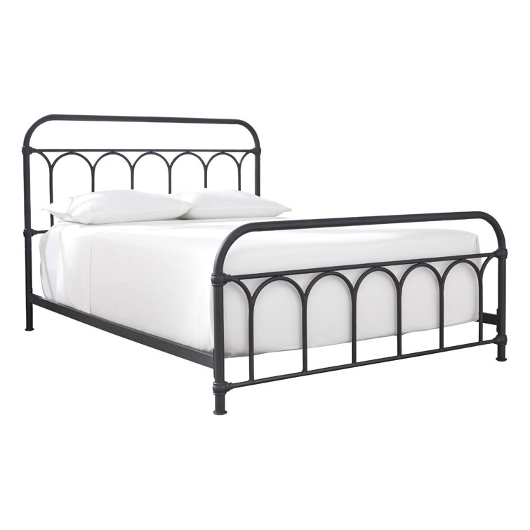 Charmfield Matte Black Queen Metal Bed with Headboard